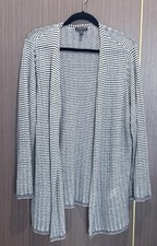 Eileen Fisher Open Cardigan 1X Organic Linen Blend Slub Knit Striped Sweater