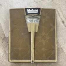 Vintage Detecto Auto Zero Bathroom Scale Mid-Century Retro Patterned Gold USA