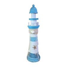 Seaside Beach Theme Rustic Paint Woodwash Lighthouse Ornament ( Approx 16" Tall)