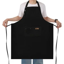 Extra Large Aprons for Men Adjustable Button Bib Apron with 3 Pockets Chef Co...