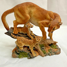 The Hamilton Collection Cougar and Cubs Sculp...
