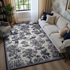 8x10 Area Rugs for Living Room, Washable Black and White Rug for Bedroom Dini...