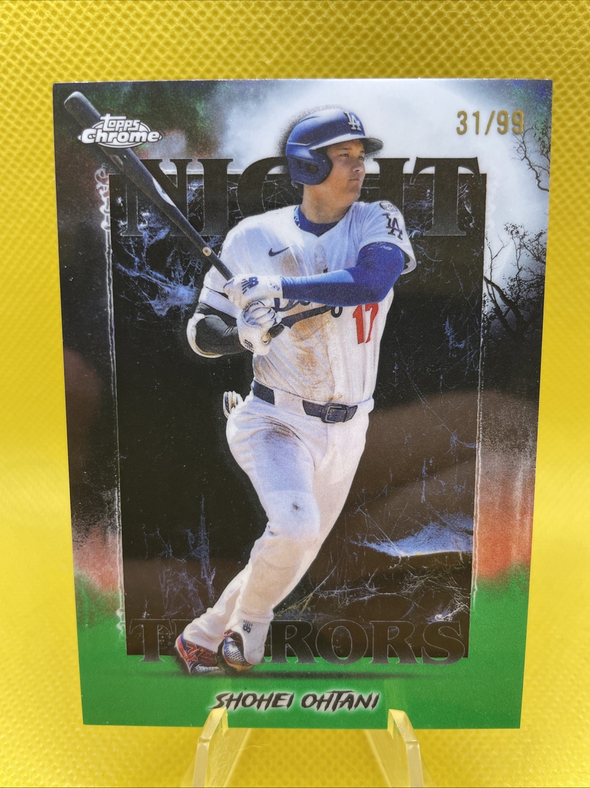Shohei Ohtani 2025 Topps Chrome Update Night Terrors Green Refractor #NT-2 /99