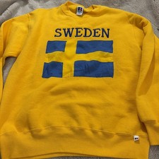 Vtg Russell Athletic Made In USA Sweden Sweatshirt Unisex Embroidered Puff
