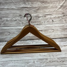 Suit Coat Hangers Real Wood with 360 Swivel Hook Set of 5 Vintage
