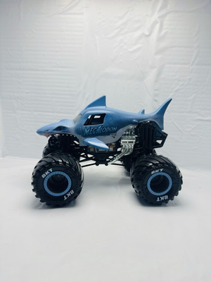 #ad Monster Jam Megalodon Shark Truck 1:24 Diecast Toy Blue BKT Tires Collectible $10.50