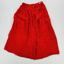 CELINE Skirt Womens 36 Red Polka Dot Pleated Midi Full A-Line Paris Designer