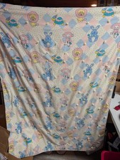 Vintage Baby Blanket Comforter Quilt Lion Bunny Turtle Monkey 50 x 42 Pink Blue