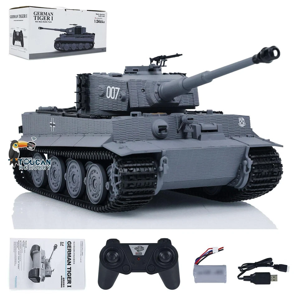 1/24 RC Battle Tank Taigen Tiger I Remote Control Infrared Combat Military Tanks - Image 3 of 4