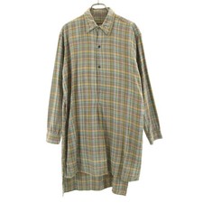 Used VINTAGE 60s Grandpa Check Pattern Long sleeve Shirt dress Women
