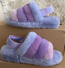 UGG Women s Fluff Yeah Slide Sandals Sheepskin US 8 Cornflower Purple Slip On
