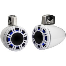 2x Kicker KMTCXL8 8" 500 Watts Peak Power White Tower LED System Speakers