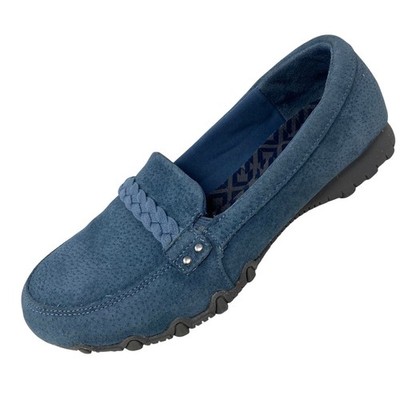 Skechers Womens 7 Loafers Blue Relaxed Fit Braided Slip On SN 49607