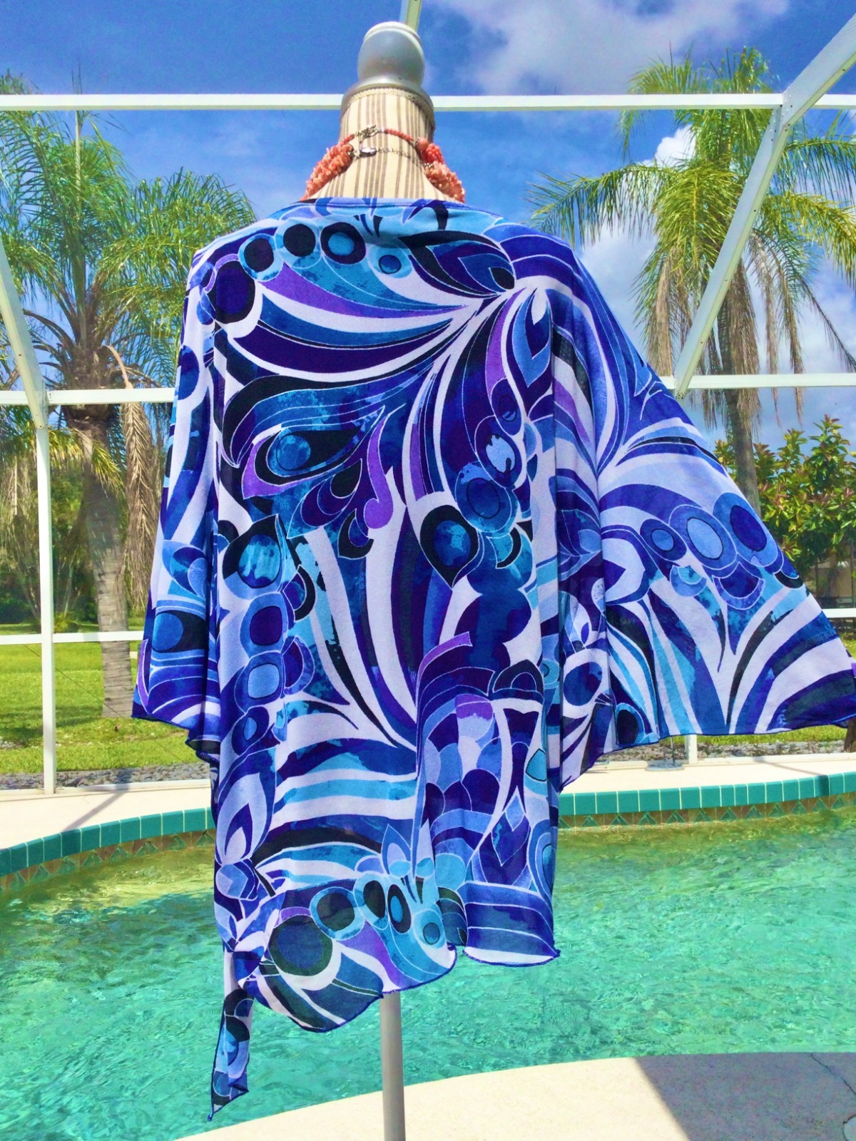 CHICOS Multi Blue,White DRAMATIC Geometric  Dolma… - image 7