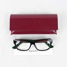 Gucci GG0278O Interlocking GG Eyeglass Frames In Green/Red Web Stripe And Black