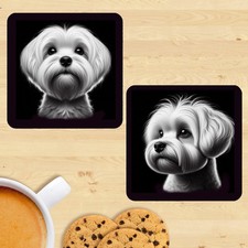 Maltese Coasters, Set Of 2, Mug Mats, Gift