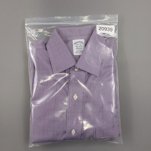 Brooks Brothers Shirt Mens Small 14.5 Purple Houndstooth Green Overcheck Classic - Picture 11 of 11