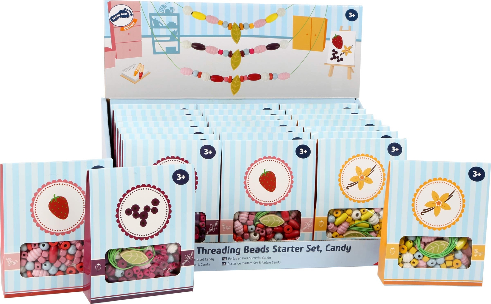 Display Wooden Threading Beads Starter Set, "Candy"