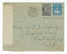 1941 St Johns Newfoundland Canada to Short Hills NJ WWII Cenosred