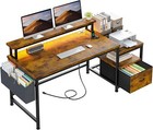 56.5" Computer Desk with File Drawers Cabinet Office Desk Shelves Monitor Stand