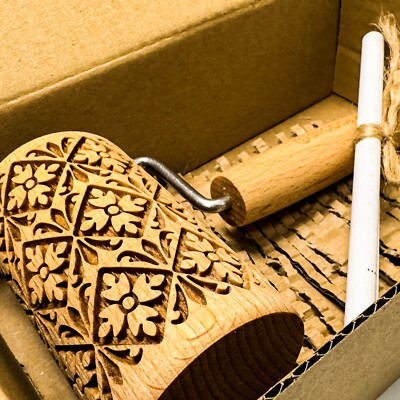 Stodola Engraved Mini Rolling Pin with ORNAMENTAL Pattern