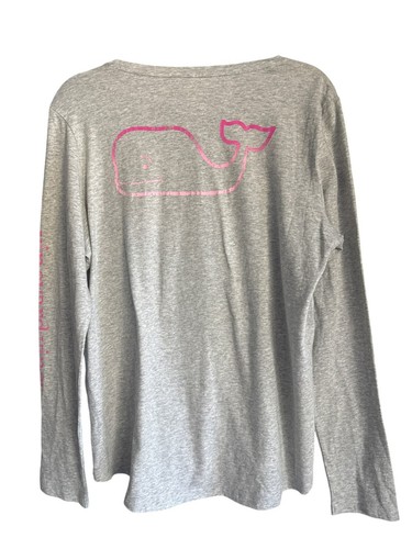 Vineyard Vines Womens Long Sleeve Whale Graphic T-Shirt Gray Size Large NWT - Picture 2 of 8
