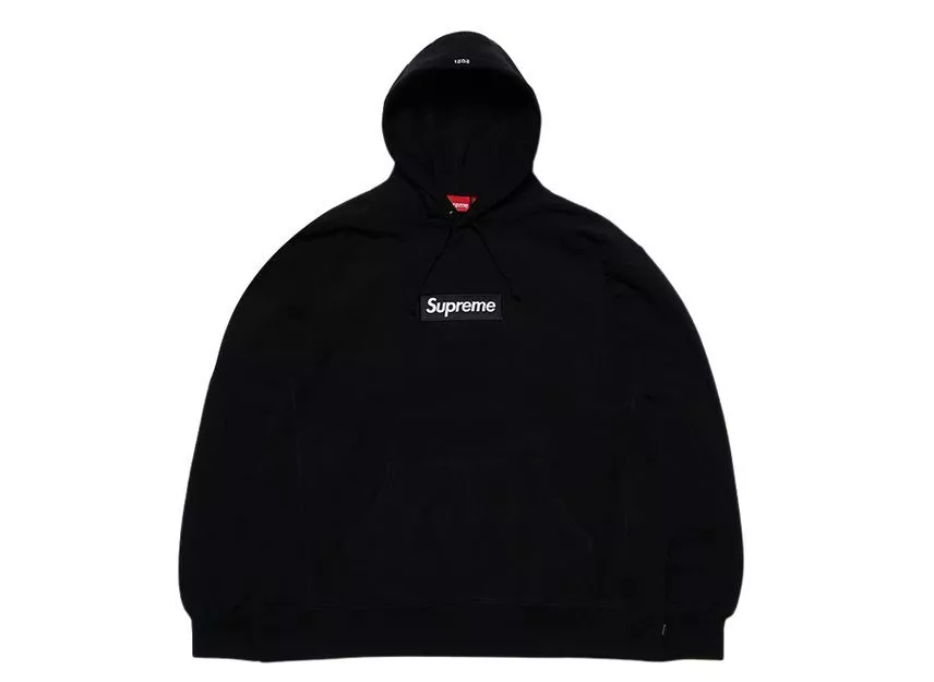 Sweat à capuche noir logo Supreme Box (21FW)