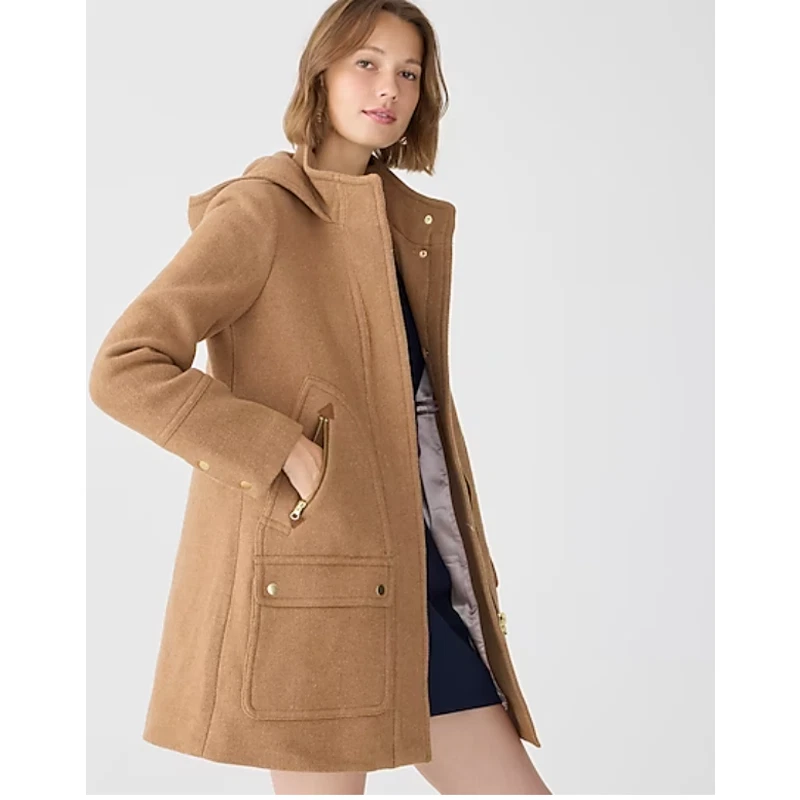 Parka J.Crew Talla T2 Chateau Lana Italiana Estadio Tela Brezo Bellota Abrigo 2 $375! Foto 3 de 4