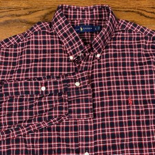 Polo Ralph Lauren Shirt Mens Large Long Sleeve Button Down Tattersall Plaid