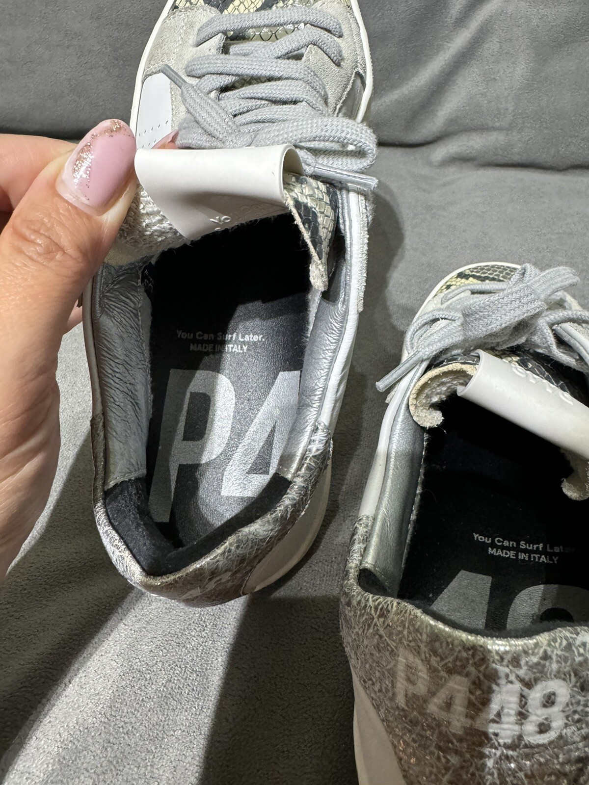 P448 White & Python Leather Sneaker Size 37 Excel… - image 11