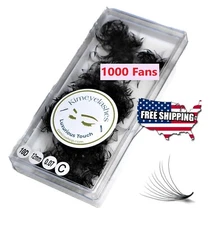 10D 1000 Premade Volume loose Fans Black 0.07 C and D Eyelash Extensions Promade