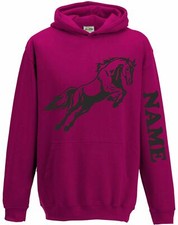 Boys Girls Kids Personalised Hoody Hoodie Hooded Sweatshirt Horse Riding Jumping