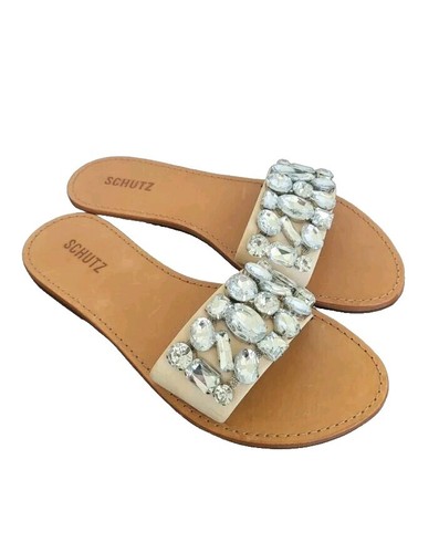Schutz Embellished Light Nude Lizah Mule Sandals Size 10 SCHUTZ | Shoes | Schutz Lizah Crystal Embellished Square Toe  main image 4