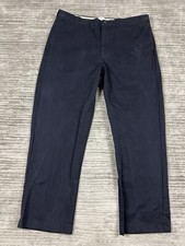 Lands End Pants Mens 40 Blue Traditional Fit Chino Khaki Flat Front Casual