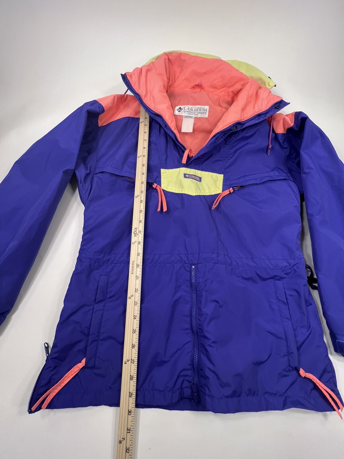 Colombia Womens Ski Jacket Medium Vintage 1/4 Zip Pullover Purple Yellow  Hood | eBay