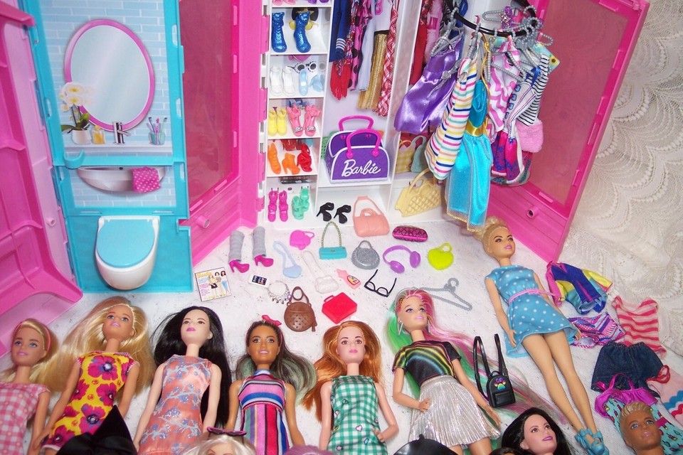 Huge 15 BARBIE Doll Lot HALLOWEEN Dolls *HOUSE* Case *CLOTHES