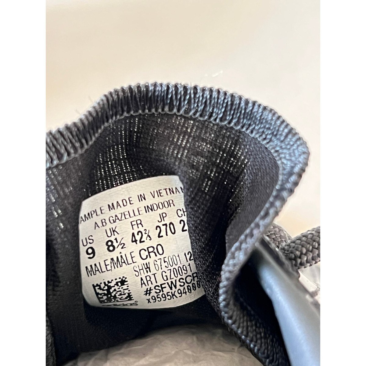 SAMPLE Adidas x Blondey Gazelle Indoor - Size 9 - Grey Black - NEW