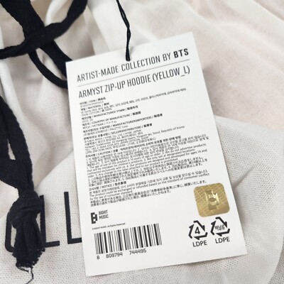 BTS JUNGKOOK ARMYST HOODIE Artist Made Zip-UP Hoody NEW YELLOW L