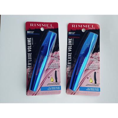 (2) RIMMEL LONDON Wonder'Luxe Volume Mascara, 001 Waterproof (Black)