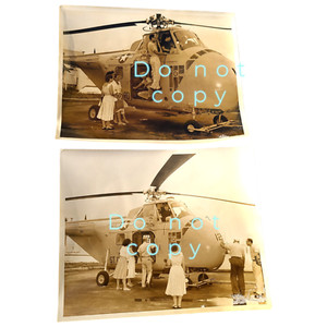 2 Vintage Helicopter Photo Sikorsky H-19 Chickasaw 1960s 1950s Military 8X10