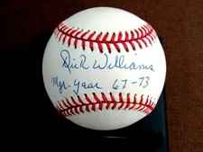 DICK WILLIAMS MGR YEAR 1967-73 OAKLAND HOF SIGNED AUTO VINTAGE OAL BASEBALL JSA