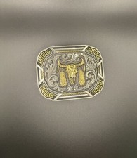 Montana Silversmiths Estilo Suroeste Búfalo Calavera Actitud Hebilla Plateada