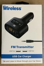 ✅ Just Wireless FM Transmitter & Dial Port USB Car Charger- Black-