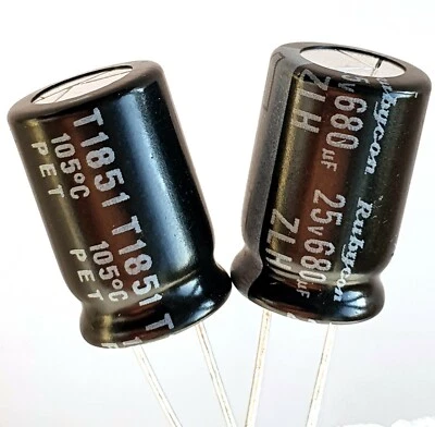 [5pcs] 680uF, 25v,105°C Electrolytic Capacitor, Rubycon (JAPAN) ZLH -ref:a287