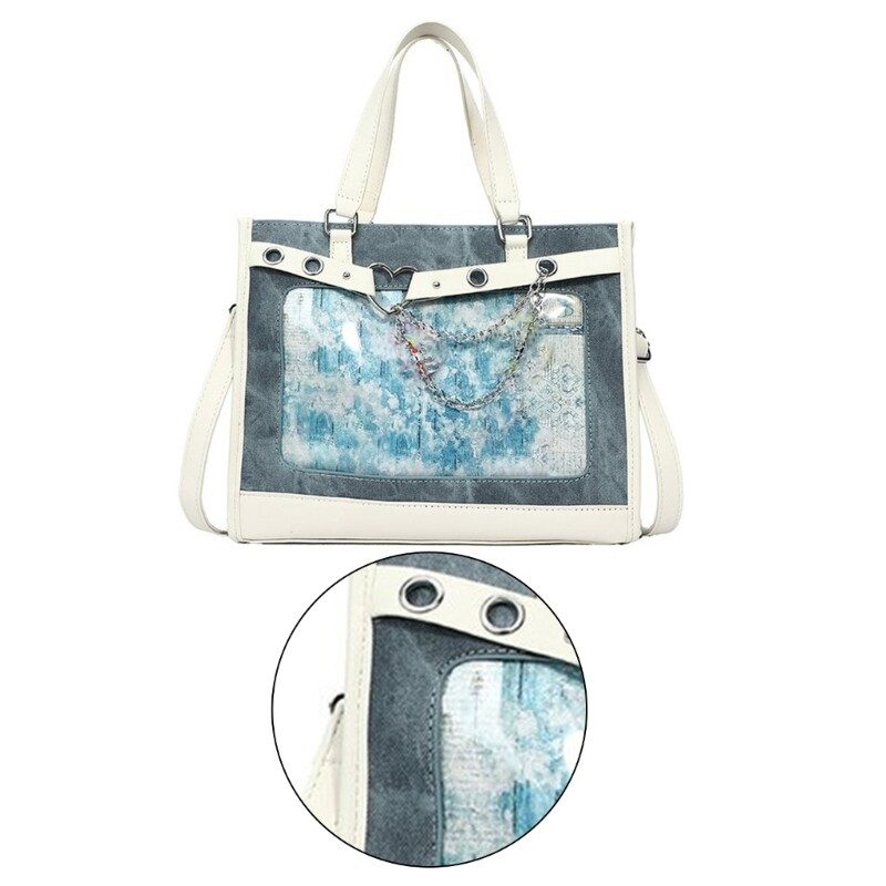 Stylish Clear Window Ita Bag Large Capacity Handbag Crossbody Purse