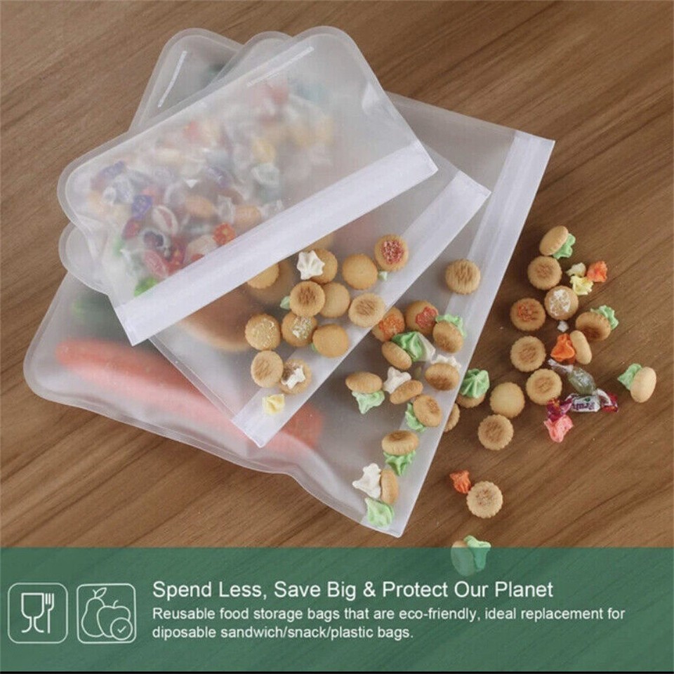 Food Silicone Bag Reusable Freezer Stand Up Bag Silicone Storage Bag