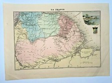 GUYANE FRENCH GUIANA GUYANA 1880 19e CENTURY ANTIQUE ENGRAVED MAP 
