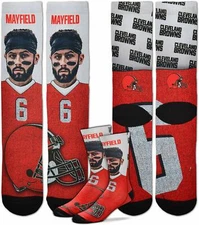 NEW! Baker Mayfield #6 Cleveland Browns Large Champ Crew Socks Fits 10-13