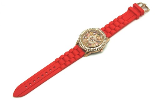 Vice Versa Bling Women's Silicon Band Watch Designer Swarovski Crystals - Picture 4 of 20