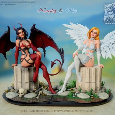 Naughty and Nice, 3D printed NSFW Miniature, Design von RAW, Ronin Arts Workshop